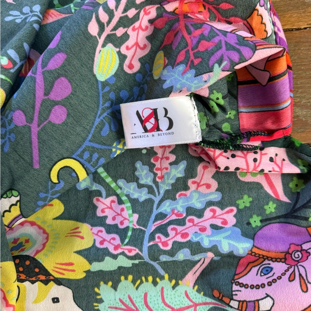 America & Beyond Majestic Nights Vibrant Multicolor Maxi Dress ~ Size Large 💛🍄 - Picture 9 of 9